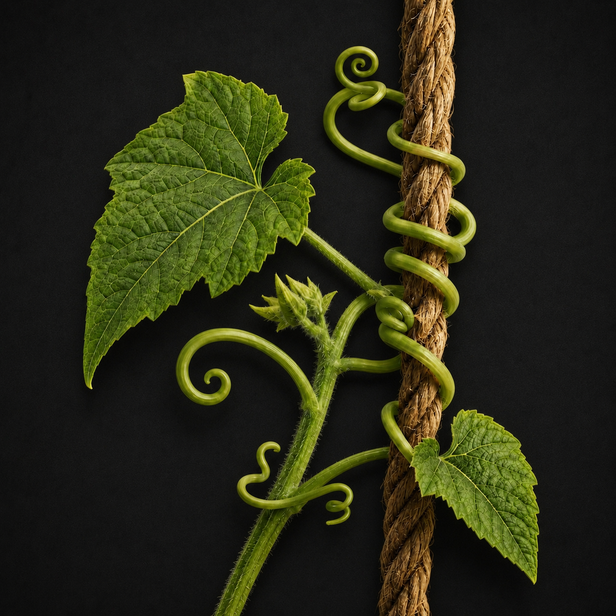 vine tighlty gripping a rope